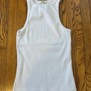 Agolde White Ribbed High-Neck Tank